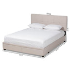 Baxton Studio Netti Beige Fabric Upholstered 2-Drawer King Size Platform Storage Bed