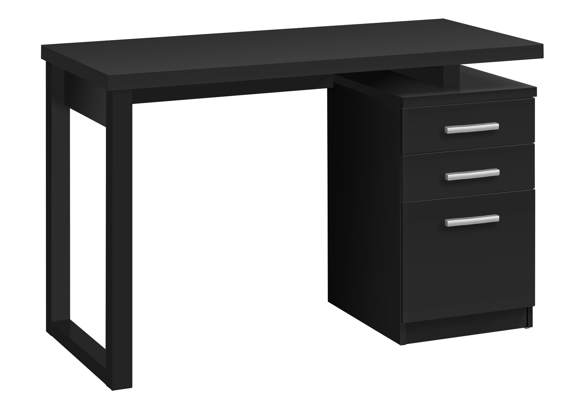 Monarch Specialties I 7691 Computer Desk, Home Office, Laptop, Left, Right Set-up, Storage Drawers, 48&quot; L, Work, Laminate, Black, Contemporary, Modern