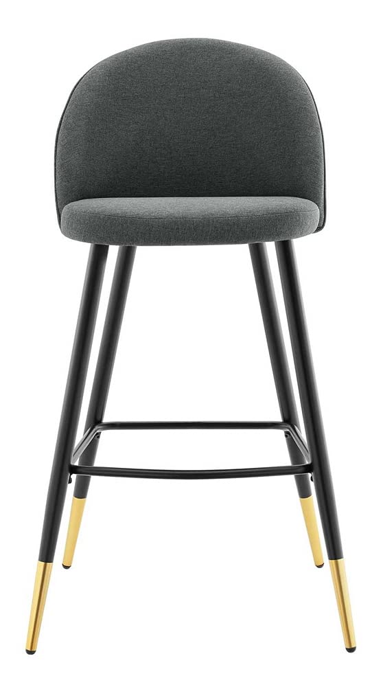 Modway Cordial Fabric Upholstered Dining Bar Stools in Gray - Set of 2