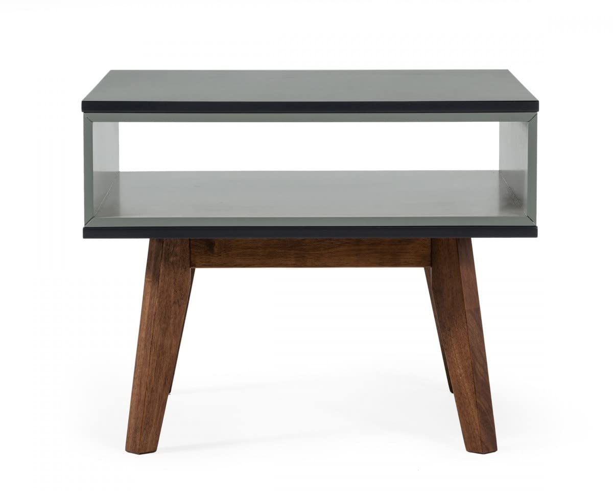 HomeRoots Black Dark Oak and Shades of Gray Open Rectangle End Table