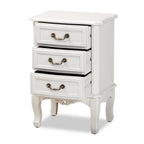 Baxton Studio Gabrielle Traditional French Country Provincial White-Finished 3-Drawer Wood Nightstand