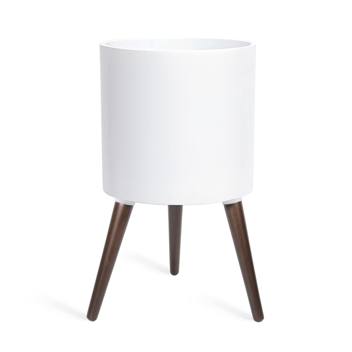 D'Vine Dev 12 Inch Planter Pot With Stand, Mid-Century Tall Plant Pot With Legs For Indoor Plants, Large, White, 88-O-L-W