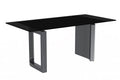 Astra Series Modern Dining Table Stainless Steel Base, With 71 Black Glass Top
