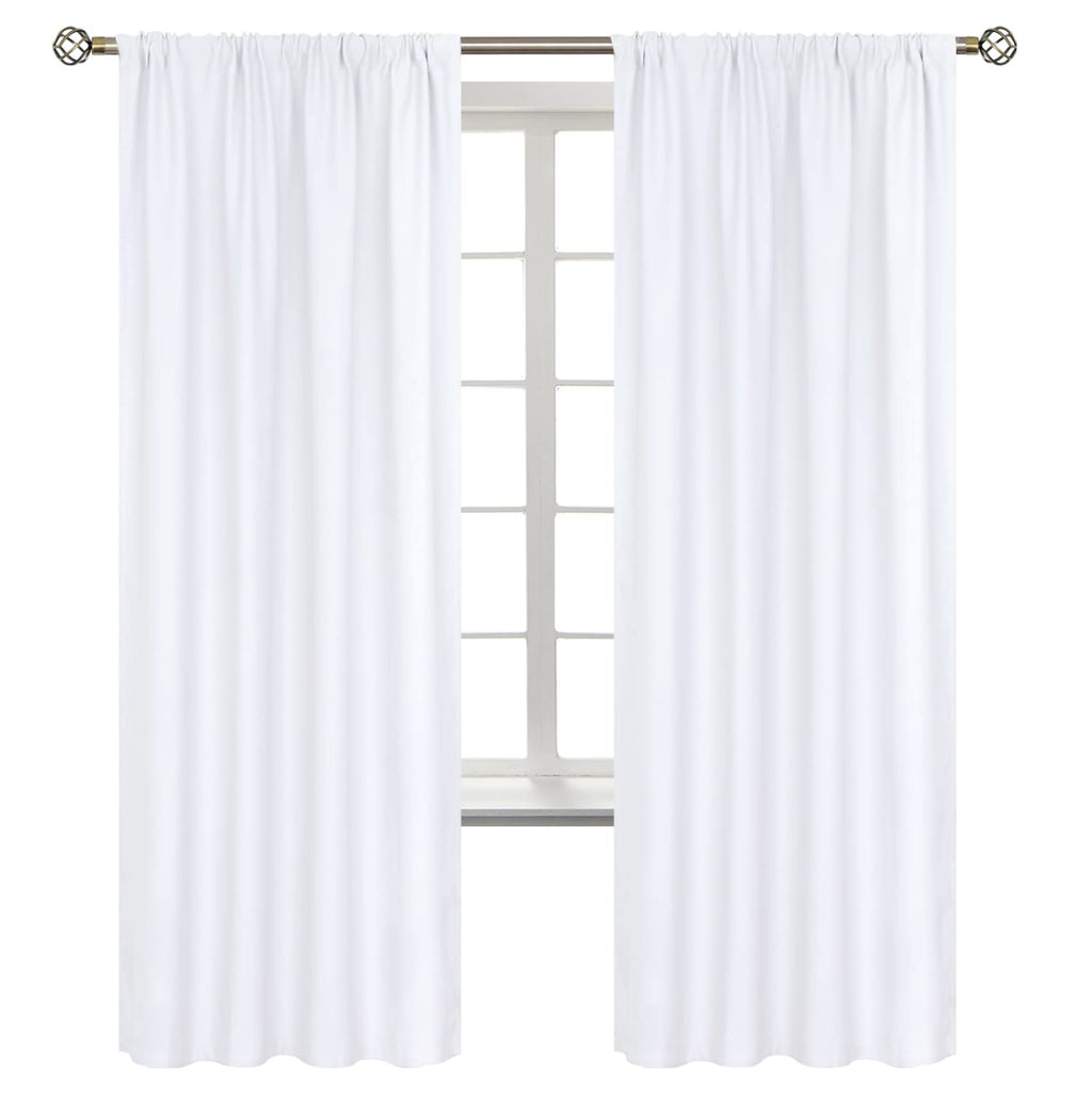 Bgment Rod Pocket White Curtains For Living Room - Thermal Insulated Window Treatment Curtains For Bedroom, 2 Panels, Pure White, 42 X 72 Inch