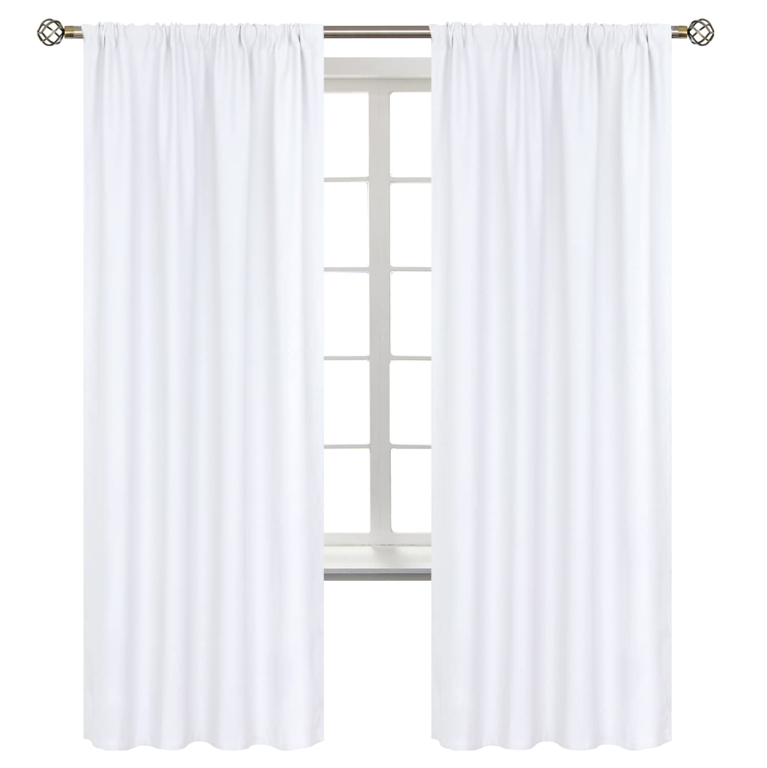 Bgment Rod Pocket White Curtains For Living Room - Thermal Insulated Window Treatment Curtains For Bedroom, 2 Panels, Pure White, 42 X 72 Inch