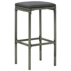 Bar Stools with Cushions 3 pcs Gray Poly Rattan