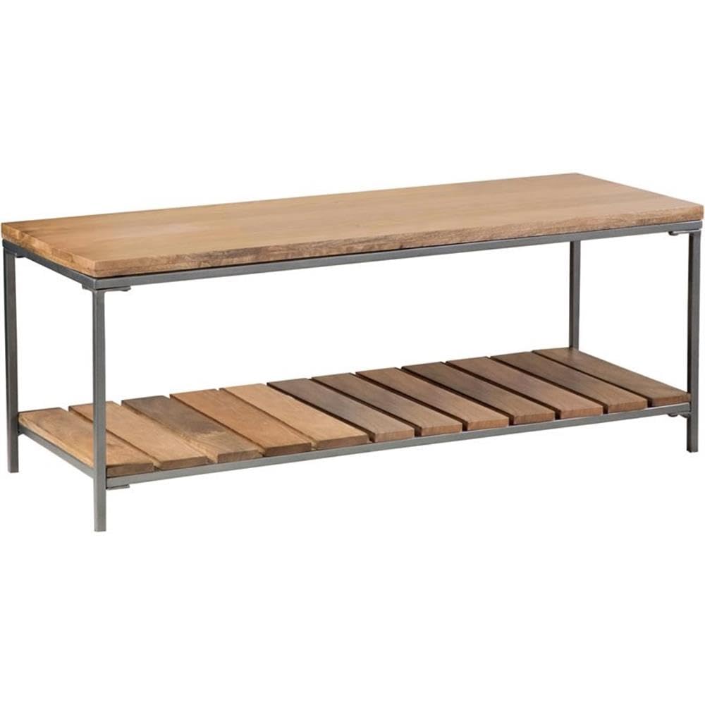 Coaster Furniture Accent Slat Shelf Natural and Gunmetal Bench 914127