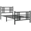 vidaXL Single Metal Bed Frame - Black, Steel Construction, Central Leg Support, Headboard, Footboard, Underbed Storage Space