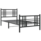 vidaXL Single Metal Bed Frame - Black, Steel Construction, Central Leg Support, Headboard, Footboard, Underbed Storage Space