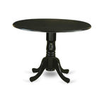 East West Furniture DLWE3-BLK-W 3 Piece Dining Room Table Set Contains a Round Kitchen Table with Dropleaf and 2 Dining Chairs, 42x42 Inch, Black