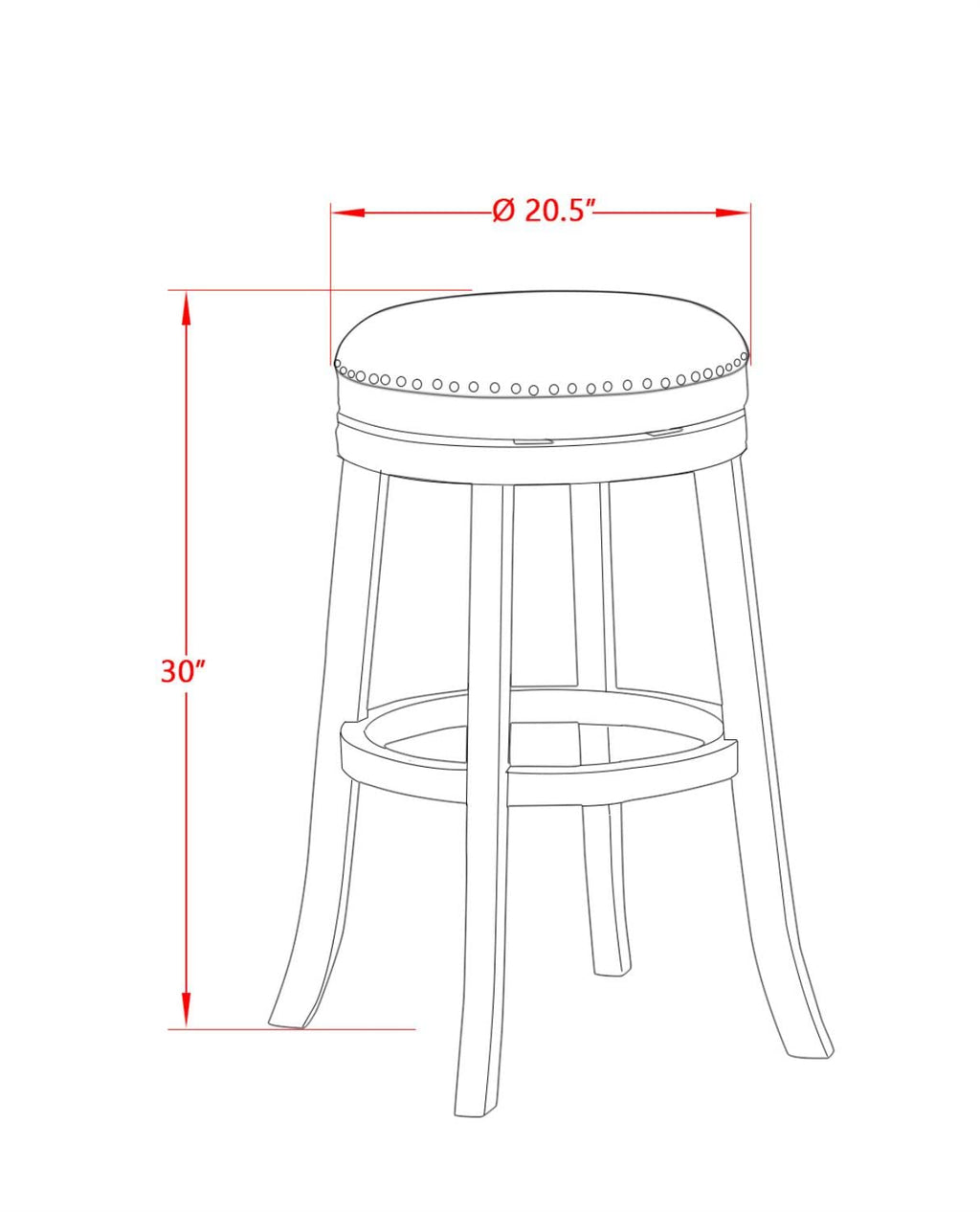 East West Furniture Dvs030-202 Devers Counter Stool Bar Chair - Round Shape Sandalwood Pu Leather Upholstered Bar Height Backless Chairs, 30 Inch Height, Linen White