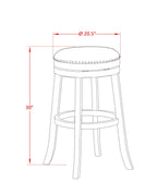 East West Furniture Dvs030-202 Devers Counter Stool Bar Chair - Round Shape Sandalwood Pu Leather Upholstered Bar Height Backless Chairs, 30 Inch Height, Linen White