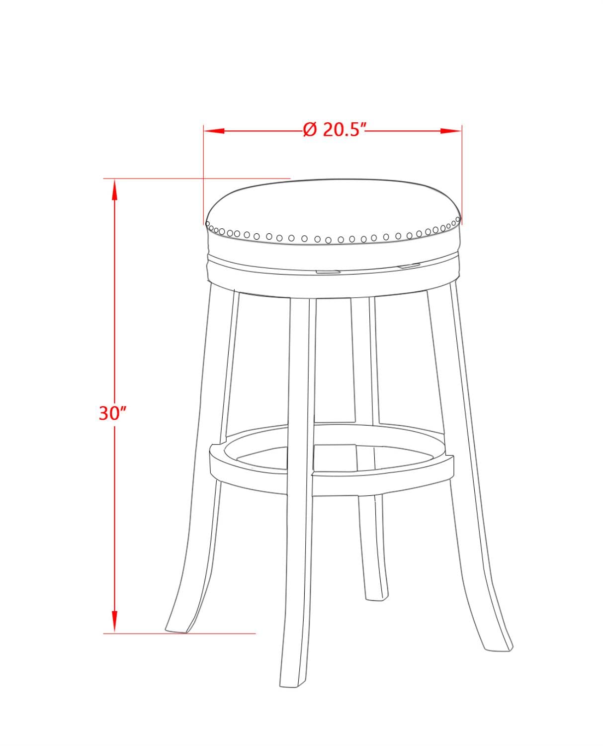 East West Furniture Dvs030-202 Devers Counter Stool Bar Chair - Round Shape Sandalwood Pu Leather Upholstered Bar Height Backless Chairs, 30 Inch Height, Linen White
