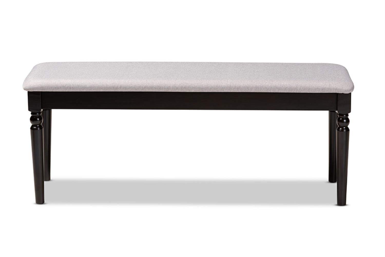 Baxton Studio Giovanni Modern and Contemporary Grey Fabric Upholstered and Dark Brown Finished Wood Dining Bench