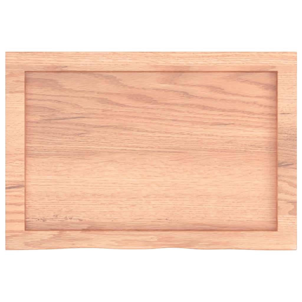 vidaXL Table Top - Light Brown Treated Solid Oak Wood, Natural Finish, Versatile Usage, Handcrafted, Unique Live Edge, Easy Installation