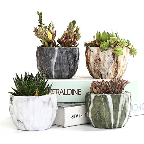 Se Sun-E Sun-E Modern Style Marbling Ceramic Flower Pot Succulent/Cactus Planter Pots Container Bonsai Planters With Hole 3.35 I