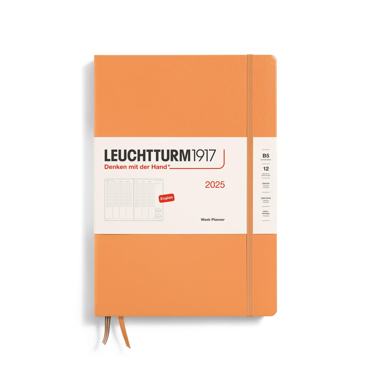 Leuchtturm1917 - Week Planner 2025, Hardcover, Composition (B5), Apricot (Jan 1 - Dec 31, 2025)