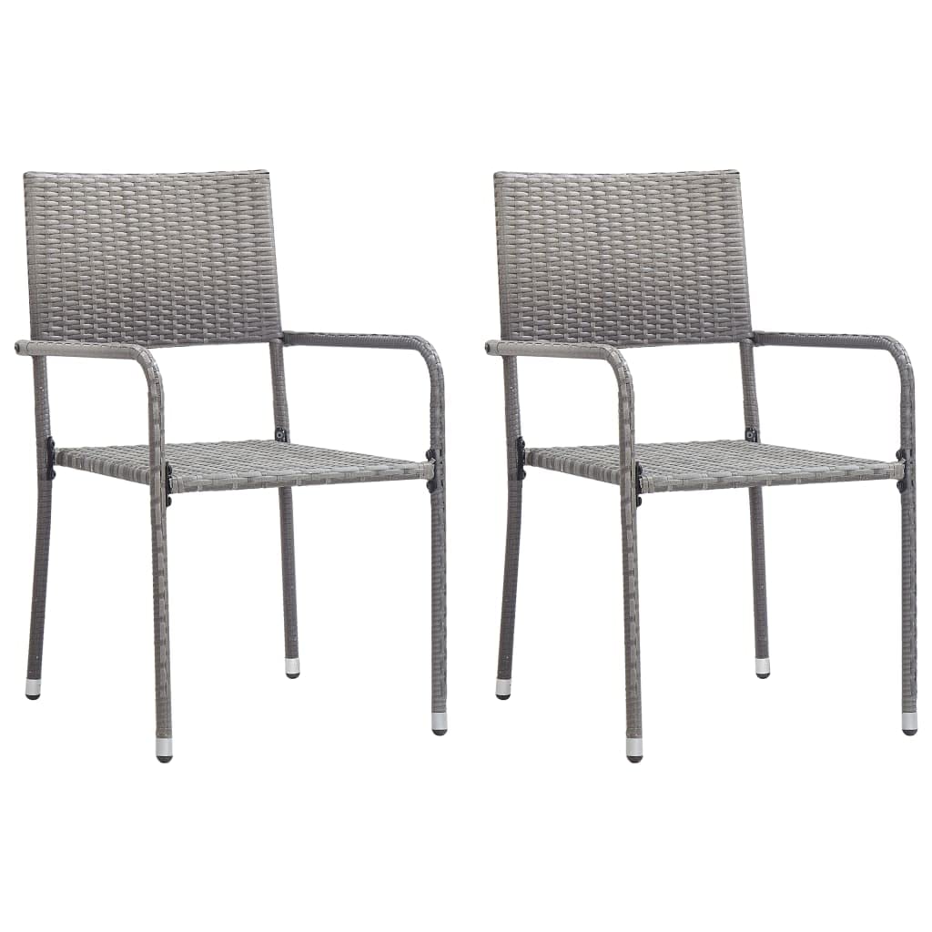 vidaXL Patio Dining Set 3 Piece Garden Outdoor Balcony Backyard Terrace Dinner Dinette Seating Table Chair Set Home Poly Rattan Anthracite & Gray