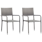 vidaXL Patio Dining Set 3 Piece Garden Outdoor Balcony Backyard Terrace Dinner Dinette Seating Table Chair Set Home Poly Rattan Anthracite & Gray
