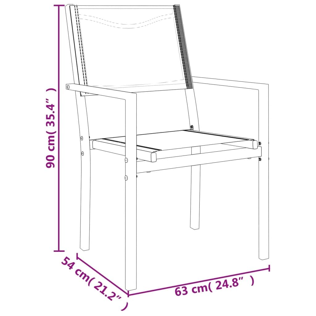 vidaXL 7-Piece Outdoor Patio Dining Set - Powder-Coated Steel and Textilene Material with Tempered Glass Tabletop - Black