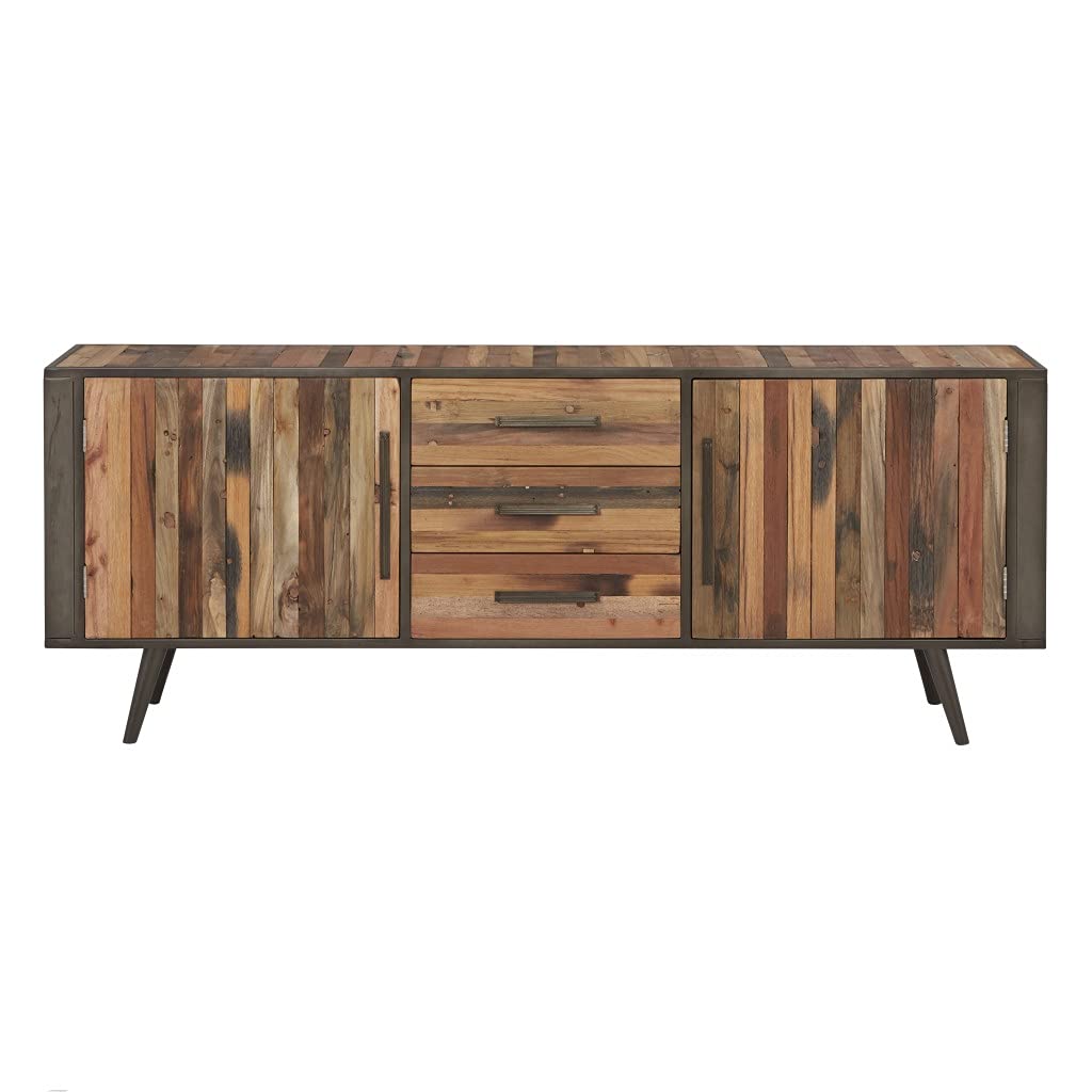 HomeRoots Recycled Boat Wood & Iron 79' Modern Rustic Natural TV Media Cabinet