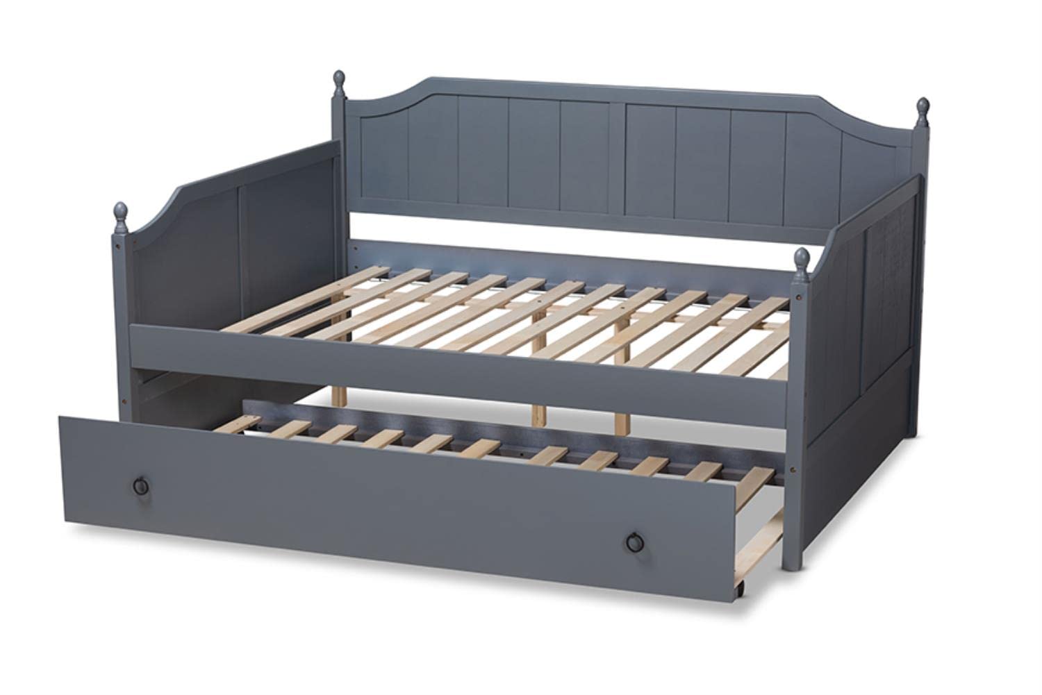 Baxton Studio Millie Cottage Farmhouse Grey Finished Wood Full Size Daybed with Trundle