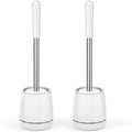 Toilet Brush, Toilet Brush and Holder with 304 Stainless Steel Handle, Space Saving Toilet Bowl Brush for Storage, Durable Brist