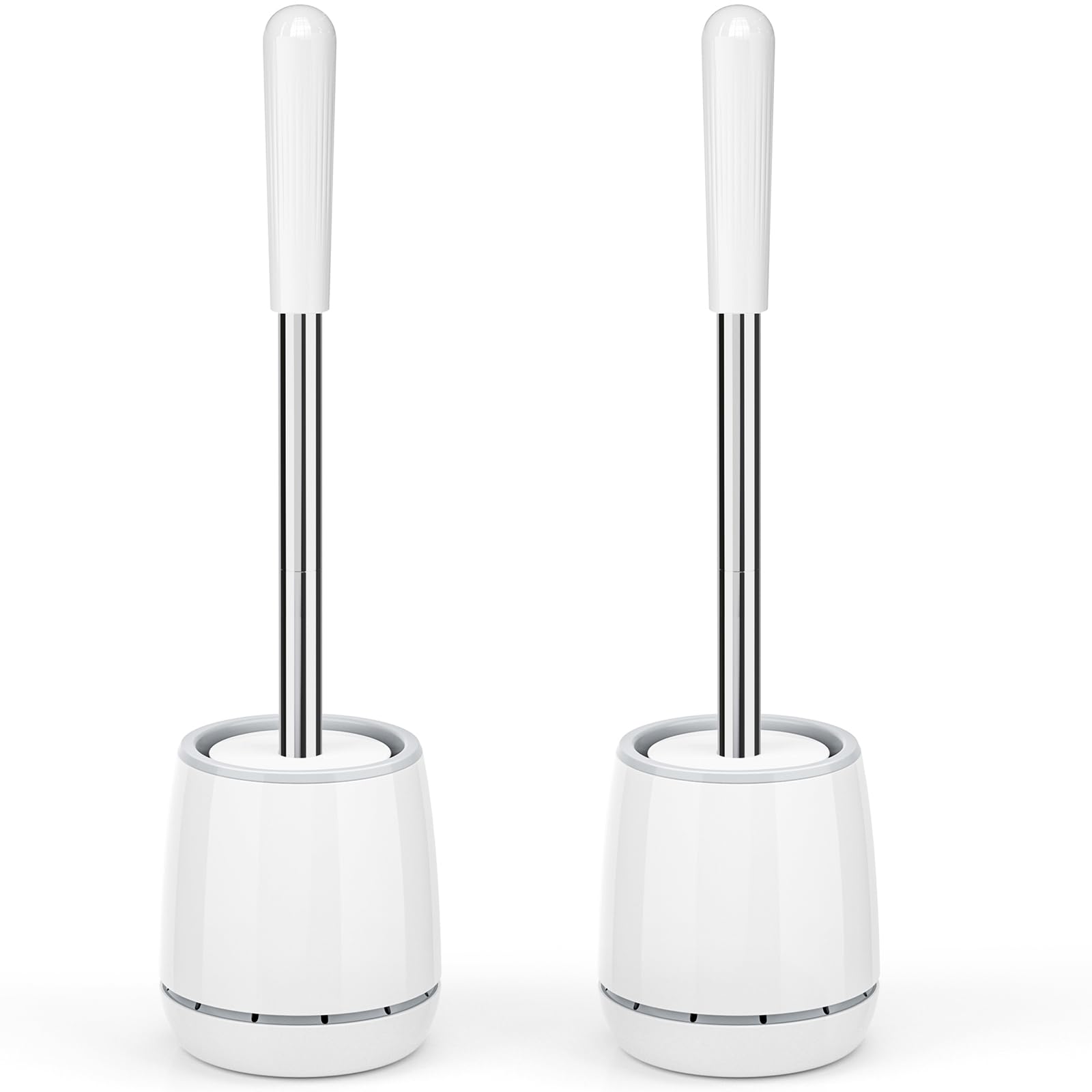 Toilet Brush, Toilet Brush and Holder with 304 Stainless Steel Handle, Space Saving Toilet Bowl Brush for Storage, Durable Brist