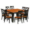 East West Furniture PFQU9-BCH-W 9 Piece Dining Room Furniture Set Includes a Square Wooden Table with Butterfly Leaf and 8 Kitchen Dining Chairs, 54x54 Inch, Black & Cherry
