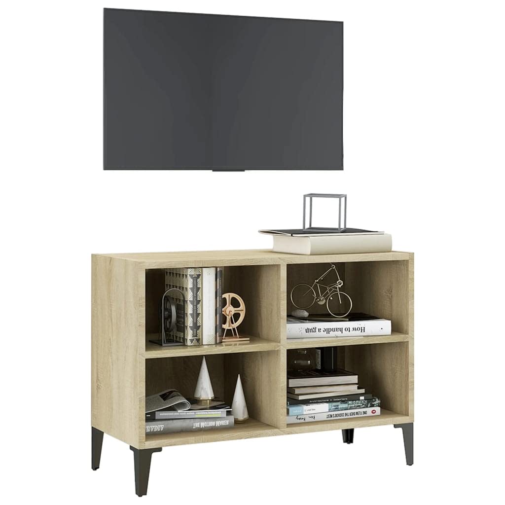 vidaXL TV Cabinet with Metal Legs Sonoma Oak 27.4&quot;x12&quot;x20&quot;