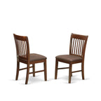 East West Furniture OXNO3-MAH-C 3 Piece Room Set Contains a Square Kitchen Table and 2 Linen Fabric Upholstered Dining Chairs, 36x36 Inch