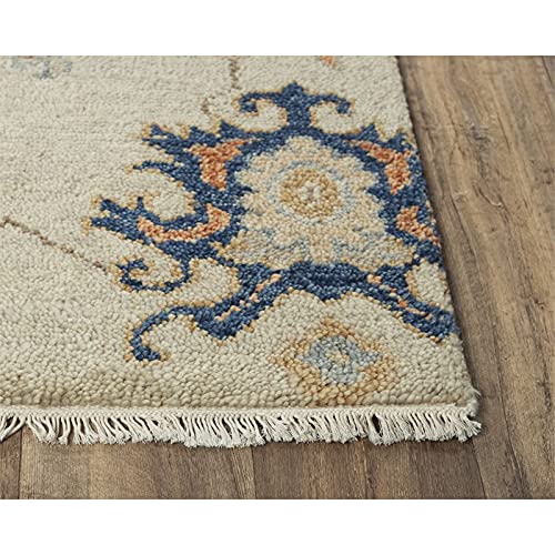 Muse 6' X 9' Abstract Beige/Beige/ Blue/ Yellow Hand Knotted Area Rug