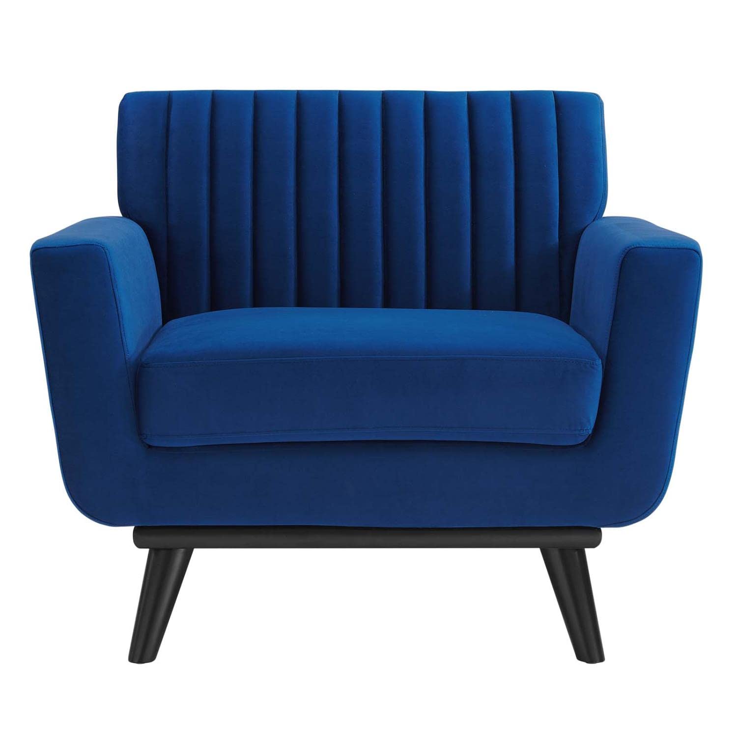 Modway Engage Channel Tufted Performance Velvet Armchair in Navy