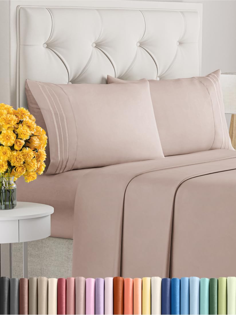 King Size 4 Piece Sheet Set - Extra Soft, Breathable & Cooling Sheets - Hotel Luxury Durable Bed Sheets For Women & Men - Deep Pockets, Easy-Fit & Wrinkle-Free Sheets - Dusty Pink Oeko-Tex Bed Sheets