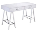 Acme Furniture Coleen Writing Desk, White High Gloss & Chrome Finish