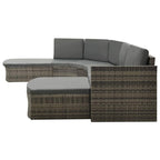 4 Piece Patio Lounge Set with Cushions Poly Rattan Gray
