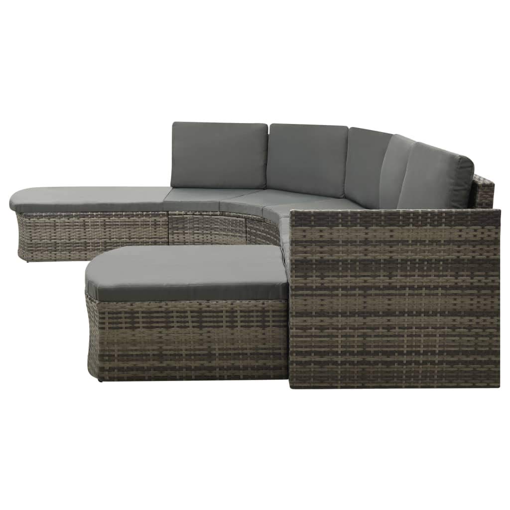 4 Piece Patio Lounge Set with Cushions Poly Rattan Gray