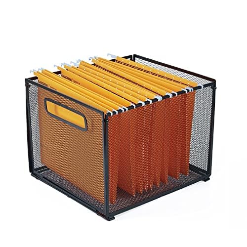Settfrfe Letter-Size Hanging Folder Organizer,Metal Mesh Hanging File Folder Box,Office File Baskets,Black