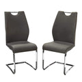 Benjara Benzara Metal Dining Side Chairs With Handle, Set Of Two, Gray And Silver,