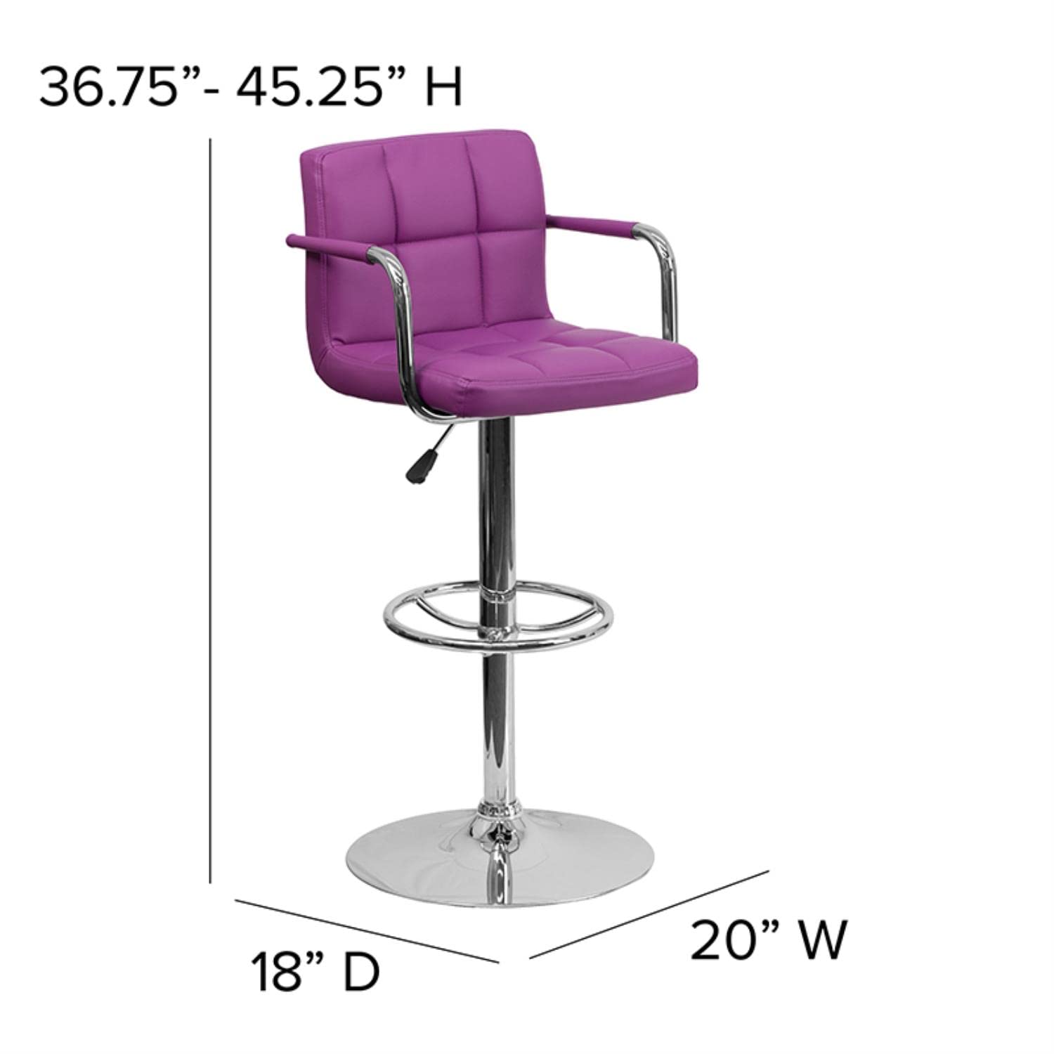 Flash Furniture Vinyl Adjustable Height Barstool, 1 Pack, Purple