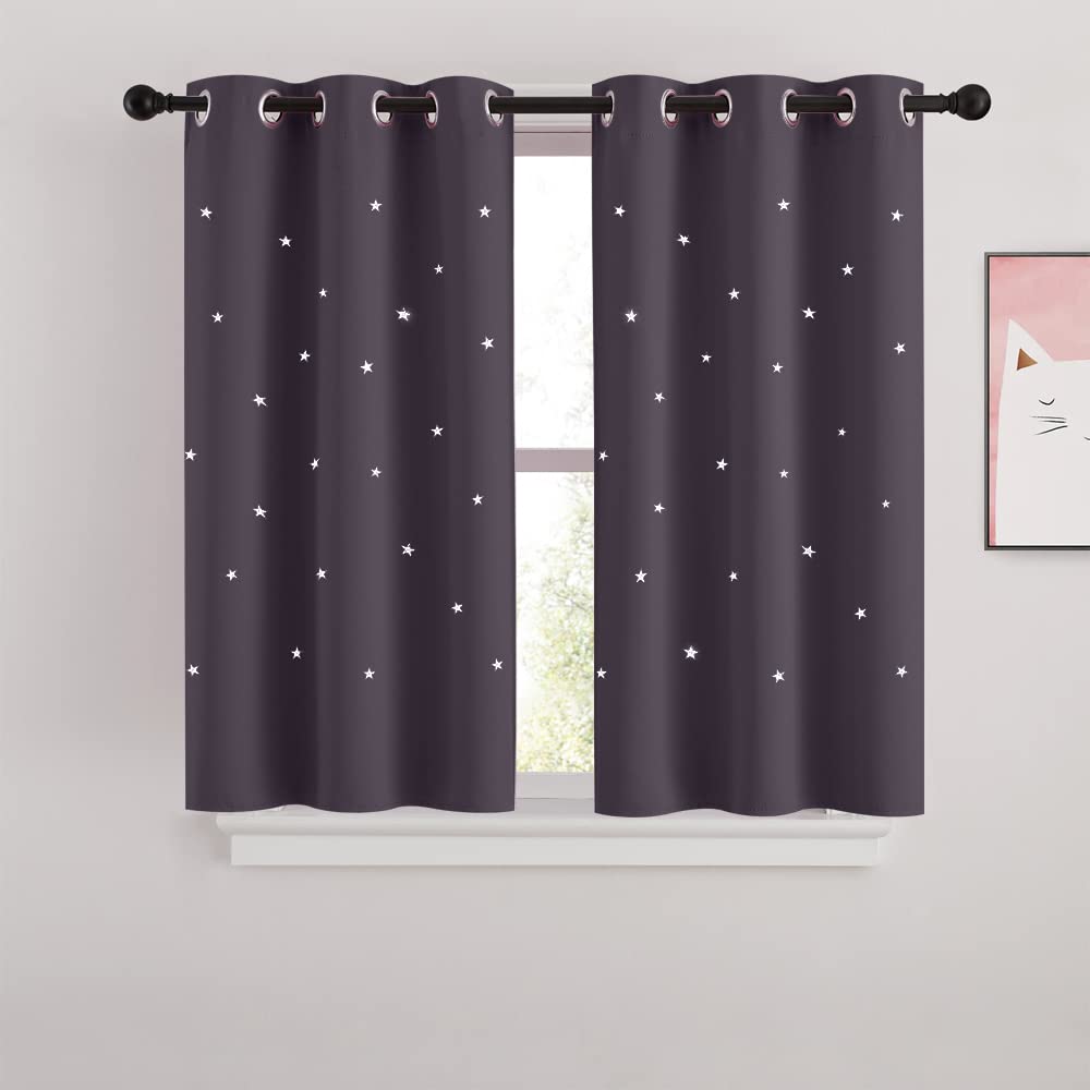 Nicetown Blackout Star Curtains For Kids Room 2 Panels Cutout Stars Romantic Starry Sky Space Theme Grommet Windows Curtains 45