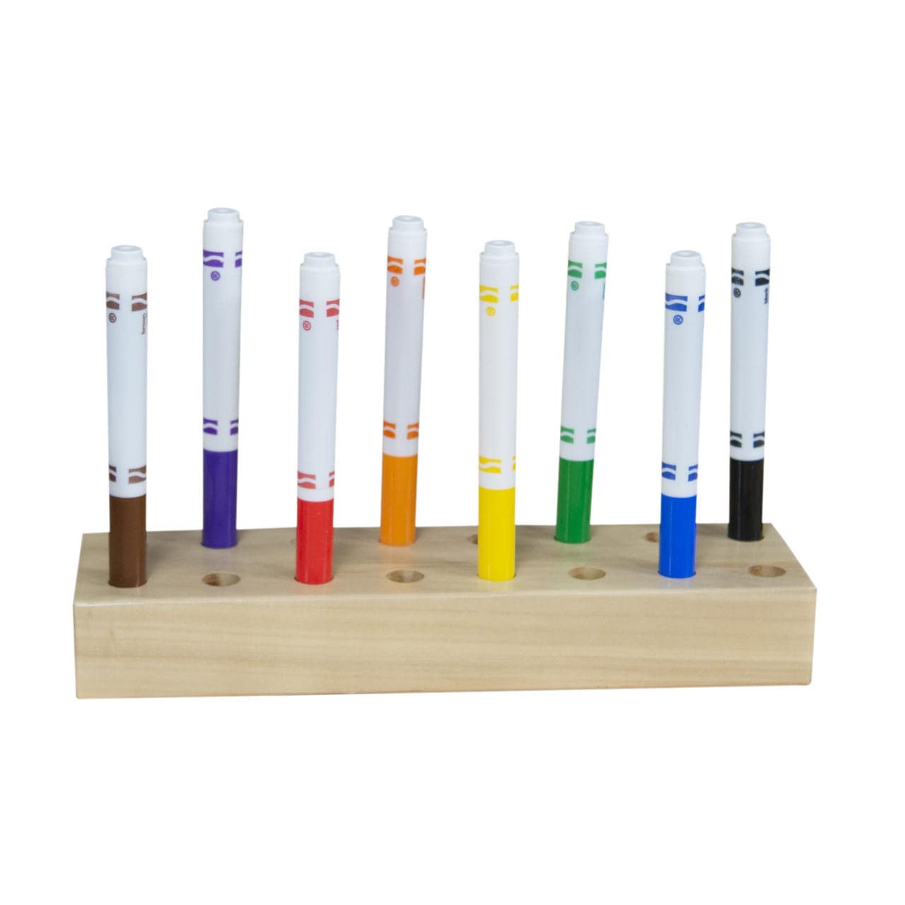 Wood Designs Wooden Marker Stand, 16 Marker Capacity, Durable Sealed Hardwood For Daycare, Preschool, Kindergarten, Art Storage,