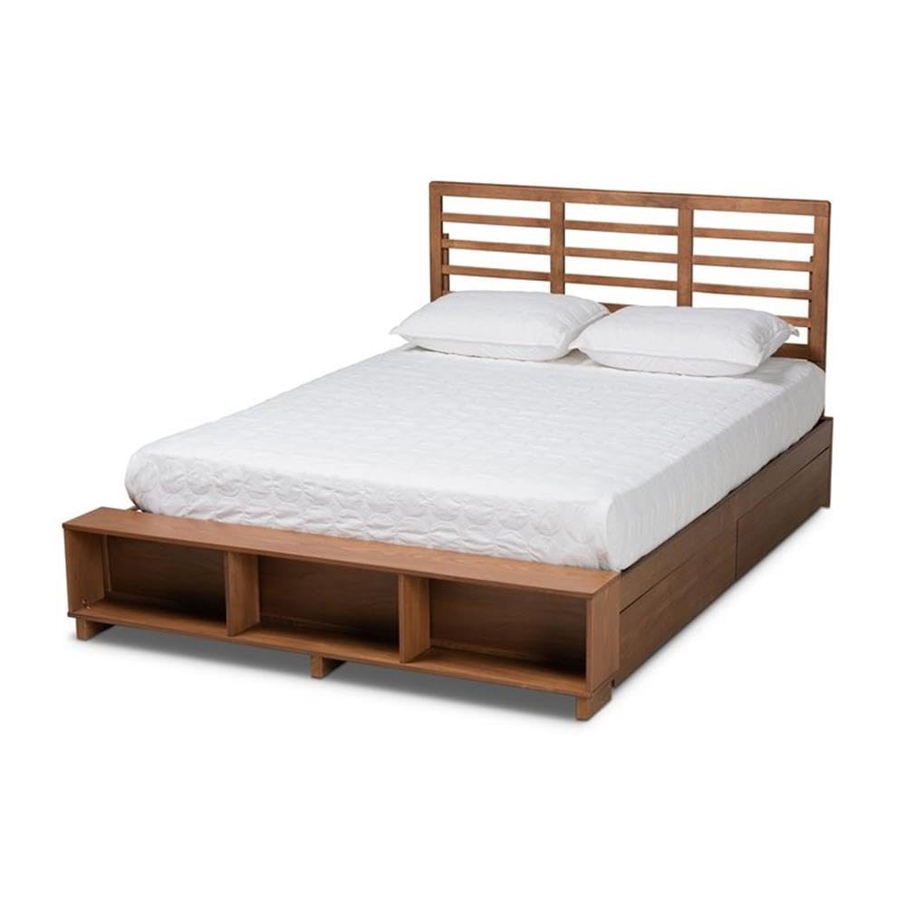 Baxton Studio Milana Modern Transitional Ash Walnut Brown Finished Wood 4-Drawer King Size Platform Storage Bed