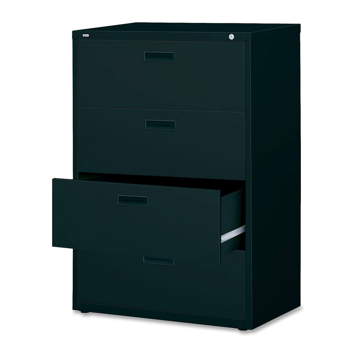 Lorell, LLR60560, Lateral File - 4-Drawer, 1 / Each, Black