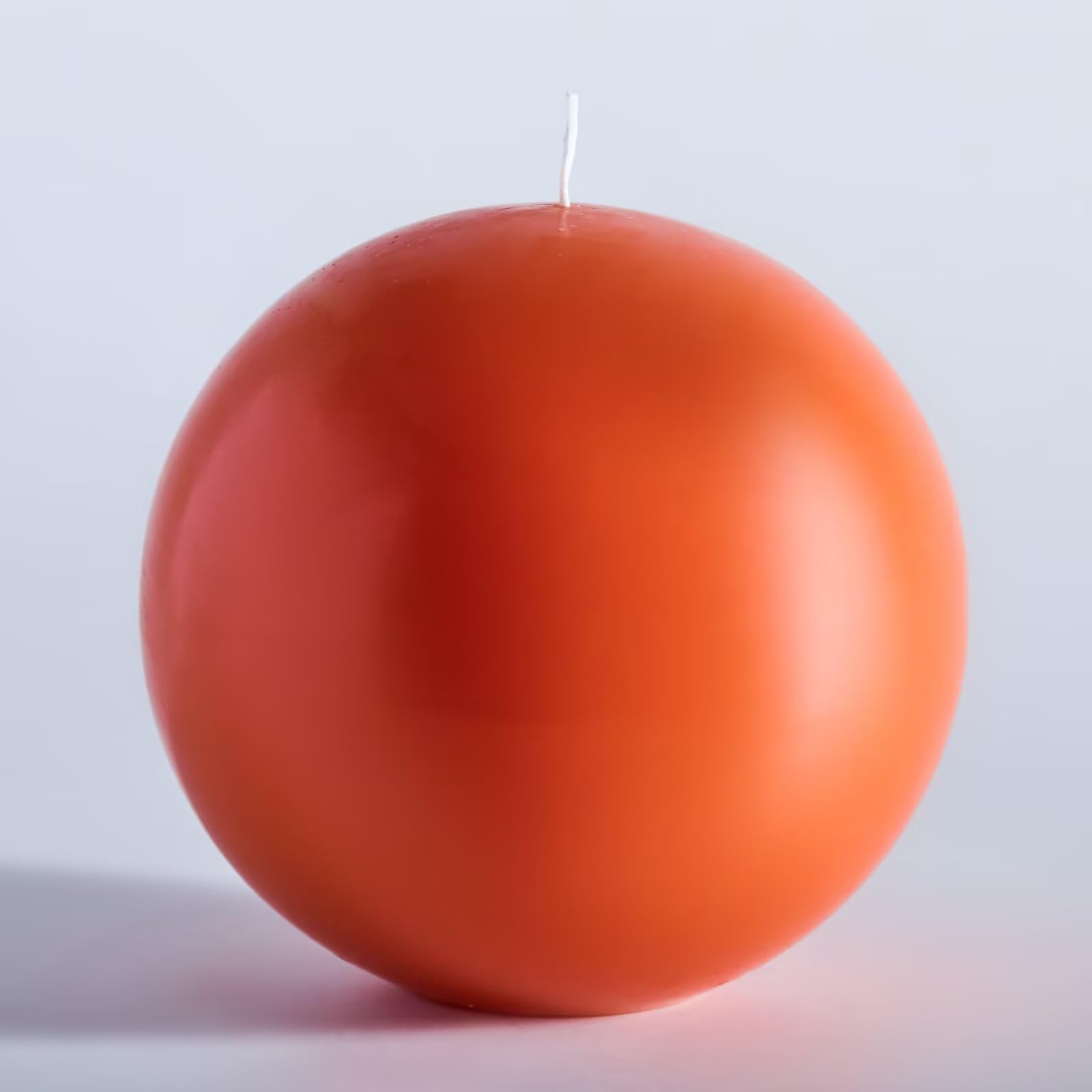 MOZEAL Hand-Poured, 6 Inch Orange Large Round Ball Candles - Elegant Orange Round Pillar Candles, Dripless, Unscented, Smokeless