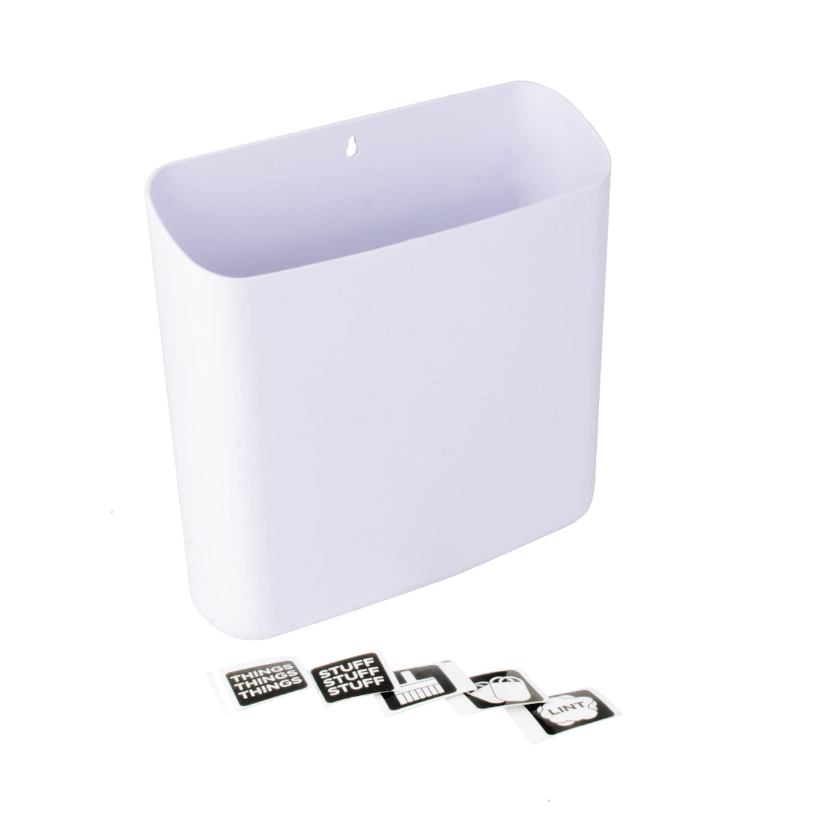JS Jackson Supplies Large White Lint Bin with Magnetic Back, 9.5 x 9.5Inch Durable Plastic, Slim Profile Space Saving Trash Bin
