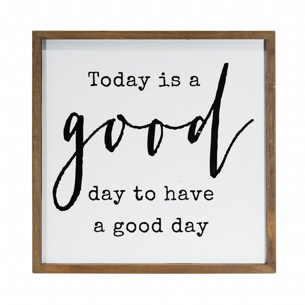 HomeRoots 484814 14 x 14 x 1 in. Black & White Today Is A Good Day To Have A Good Day Wall Decor