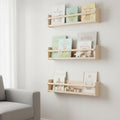 Decazone Kids Room Wooden Wall Shelf | Solid Pine Wood with Natural Wax Finish | Nursery Storage Rack for Toys, Books & Dcor | H