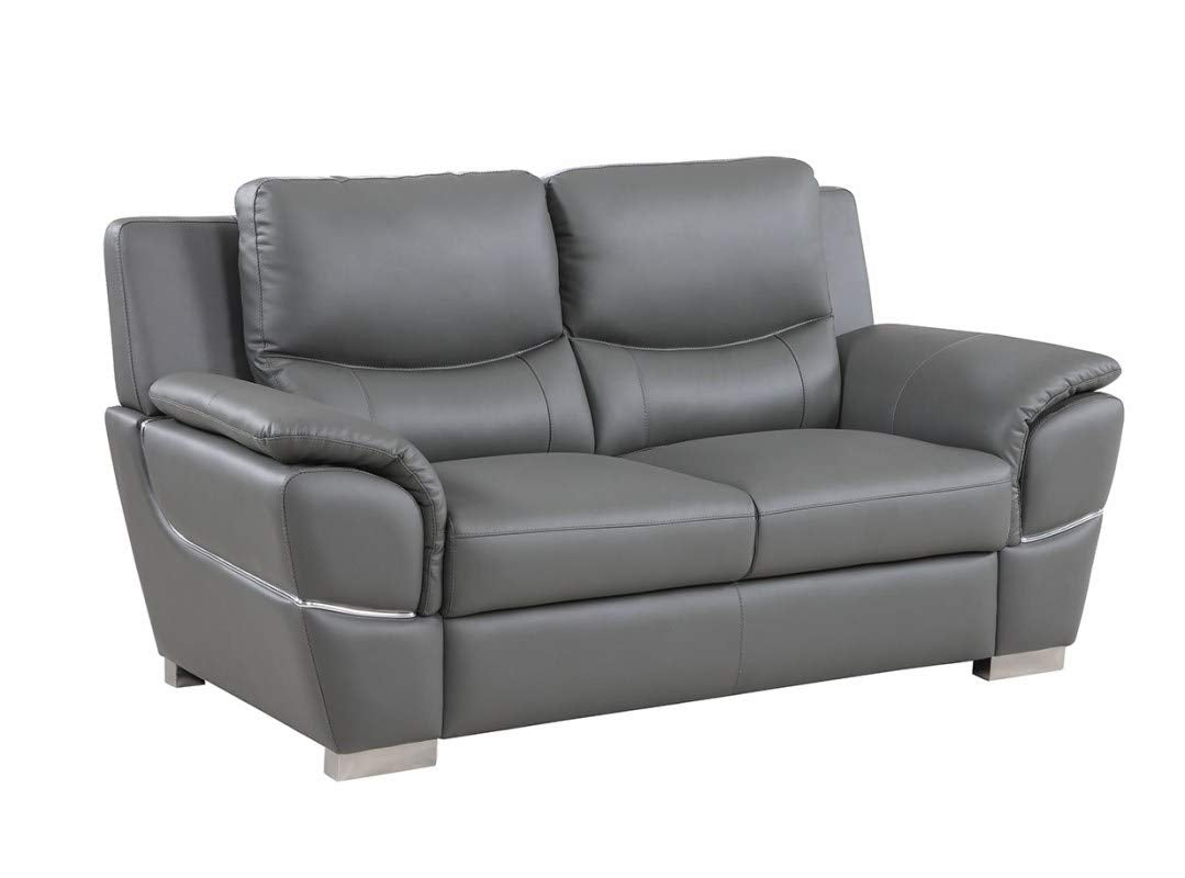 HomeRoots 37' Chic Grey Leather Loveseat