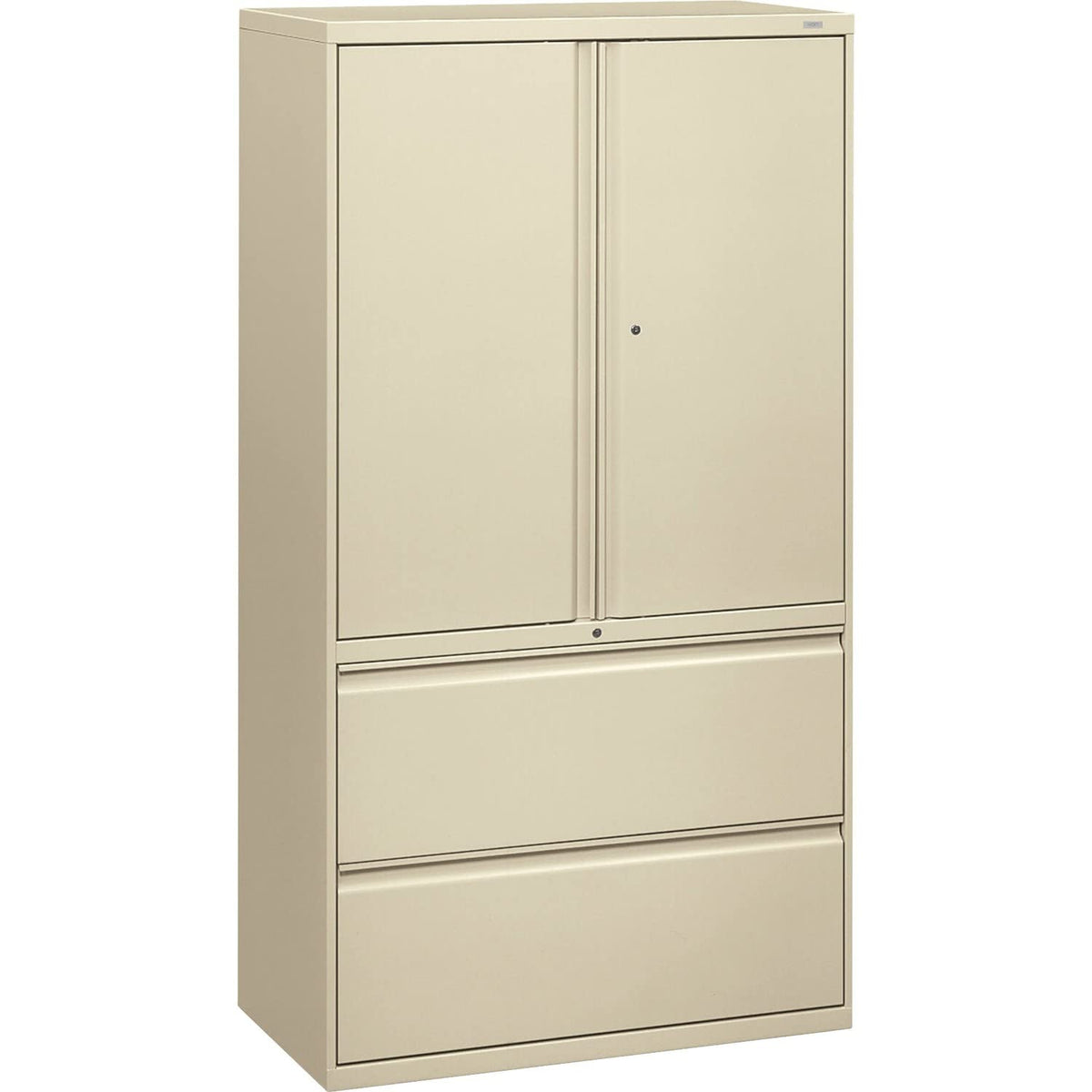 Hon 800 Series Wide Lateral File With Storage Cabinet, Putty